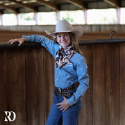 *YOUTH* LIGHT WASH STRETCH DENIM STITCHED PERFORMANCE RODEO SHIRT