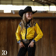 *YOUTH* GOLD SPADE SPARKLE PERFORMANCE RODEO SHIRT