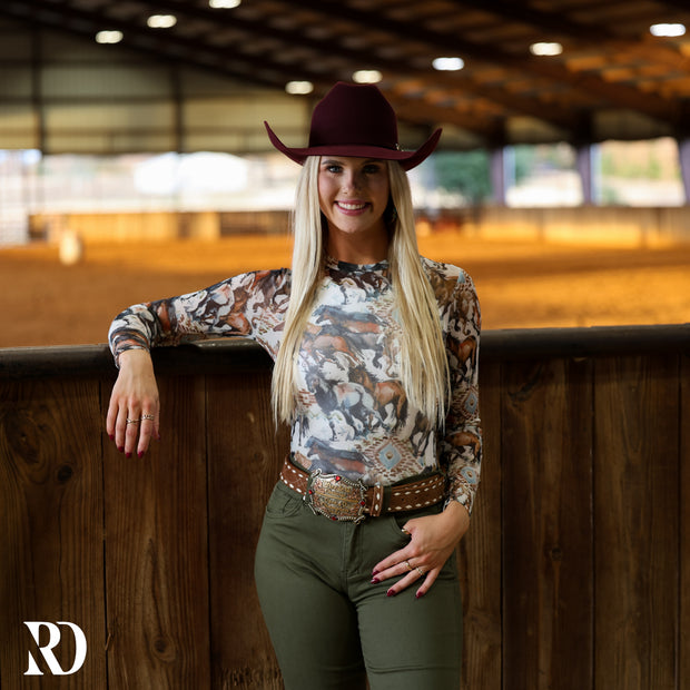 WILD HORSES MESH LAYERING TOP