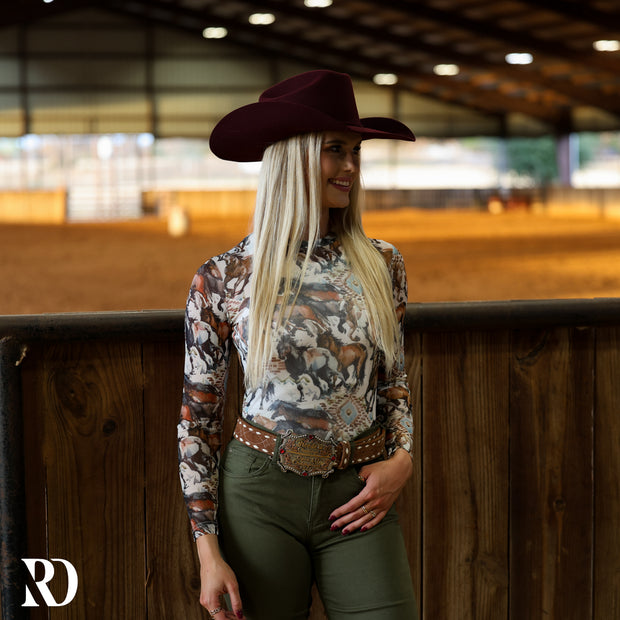 WILD HORSES MESH LAYERING TOP