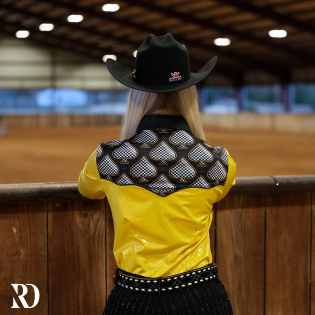 GOLD SPADE SPARKLE PERFORMANCE RODEO SHIRT – Ranch Dress'n