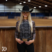 BLACK AND WHITE AZTEC MESH LAYERING TOP