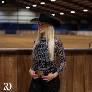 BLACK AND WHITE AZTEC MESH LAYERING TOP