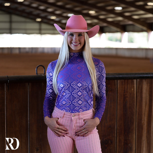 PURPLE AZTEC VELVET BURNOUT LAYERING TOP