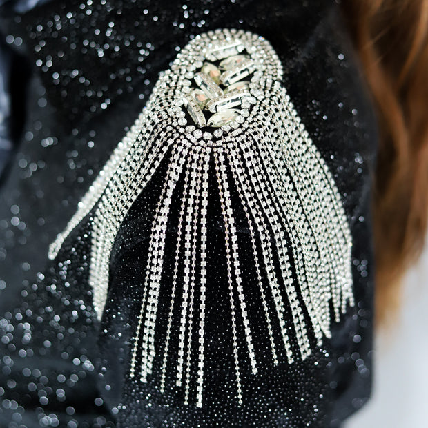 SILVER CRYSTAL SHOULDER EPAULETS