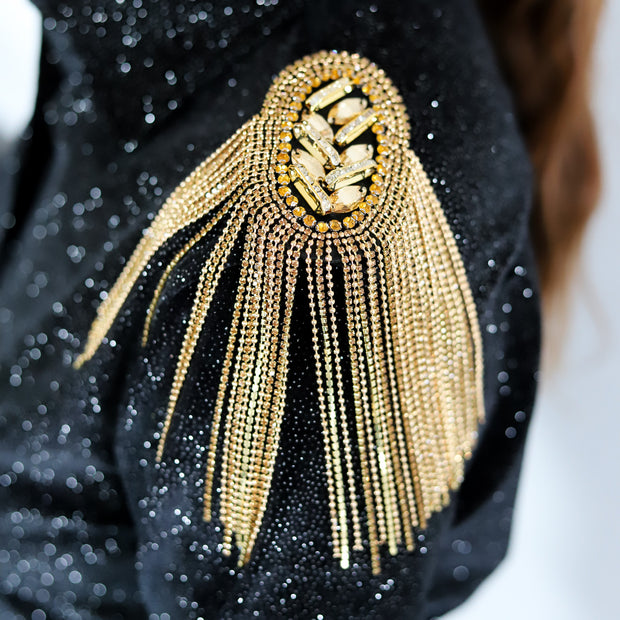 GOLD CRYSTAL SHOULDER EPAULETS