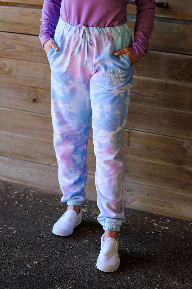 BE YOUR OWN BRAND OF COWGIRL COTTON CANDY TIE DYE JOGGERS