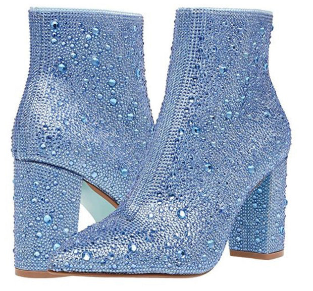 BETSEY JOHNSON CADY LIGHT BLUE | RHINESTONE BOOTIES