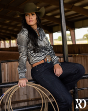 IVANKA SATIN STRIPED PERFORMANCE RODEO SHIRT