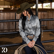 IVANKA SATIN STRIPED PERFORMANCE RODEO SHIRT
