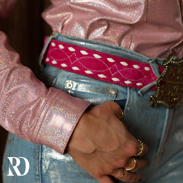 LIGHT ROSE SPARKLE PERFORMANCE RODEO SHIRT