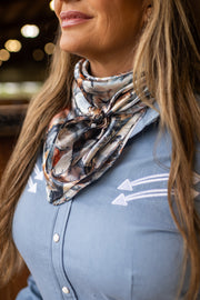 LIGHT WASH STRETCH DENIM STITCHED PERFORMANCE RODEO SHIRT
