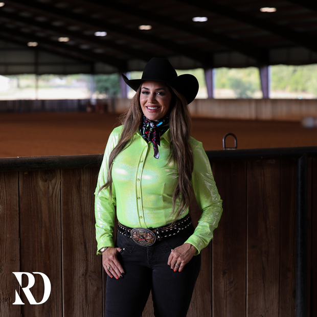 LIME SPARKLE PERFORMANCE RODEO SHIRT