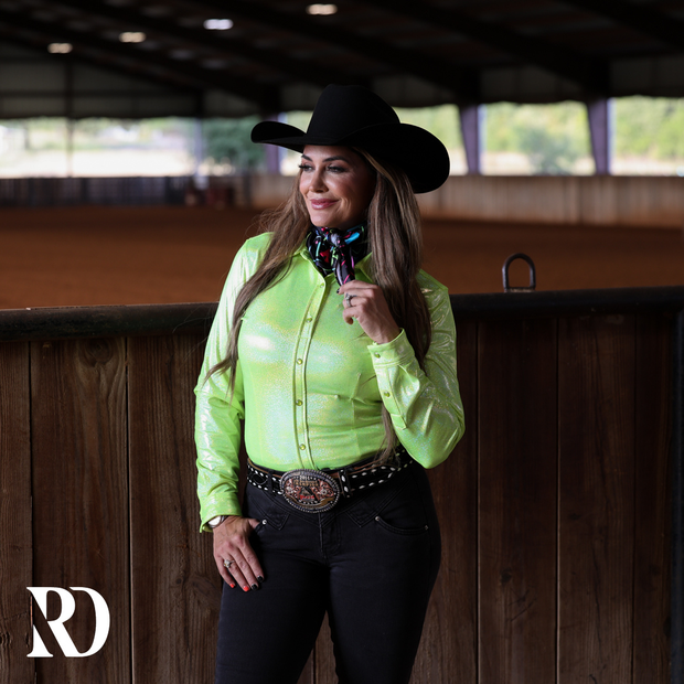 LIME SPARKLE PERFORMANCE RODEO SHIRT