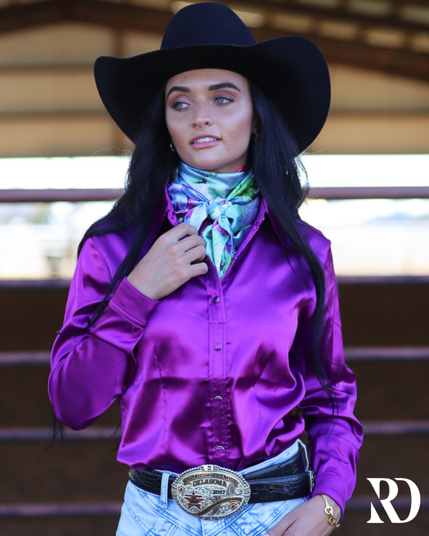 MAGENTA SATIN PERFORMANCE RODEO SHIRT Ranch Dress'n