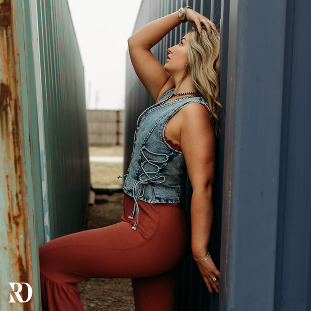 MAVIS LACE UP DENIM | VEST – Ranch Dress'n