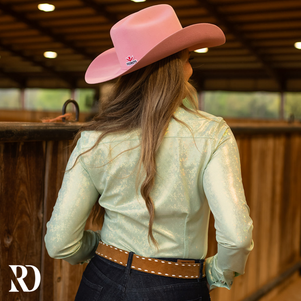MINT SPARKLE PERFORMANCE RODEO SHIRT