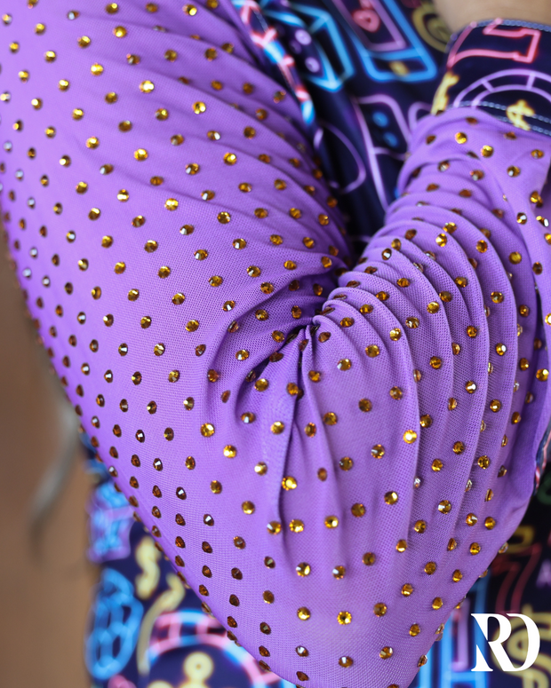 NEON LIGHTS MESH SLEEVE PERFORMANCE RODEO SHIRT