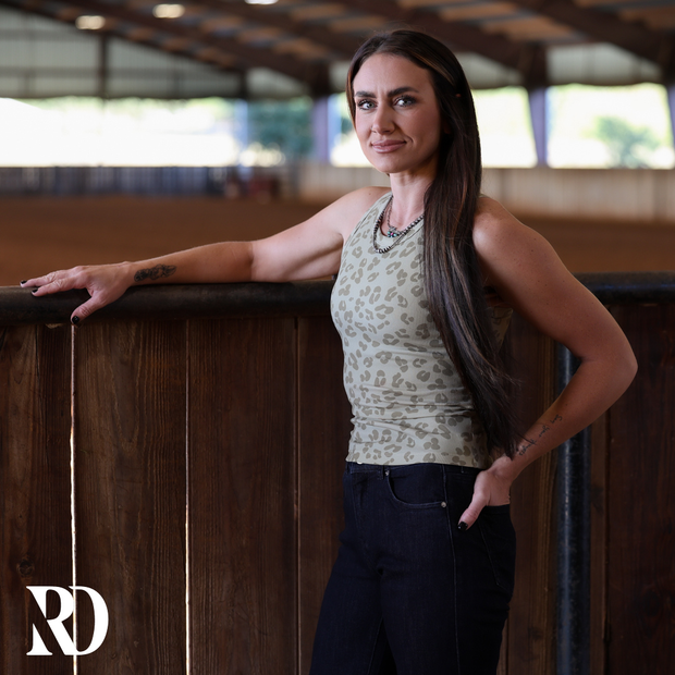 RIBBED ALL-IN-ONE TANK | OLIVE LEOPARD