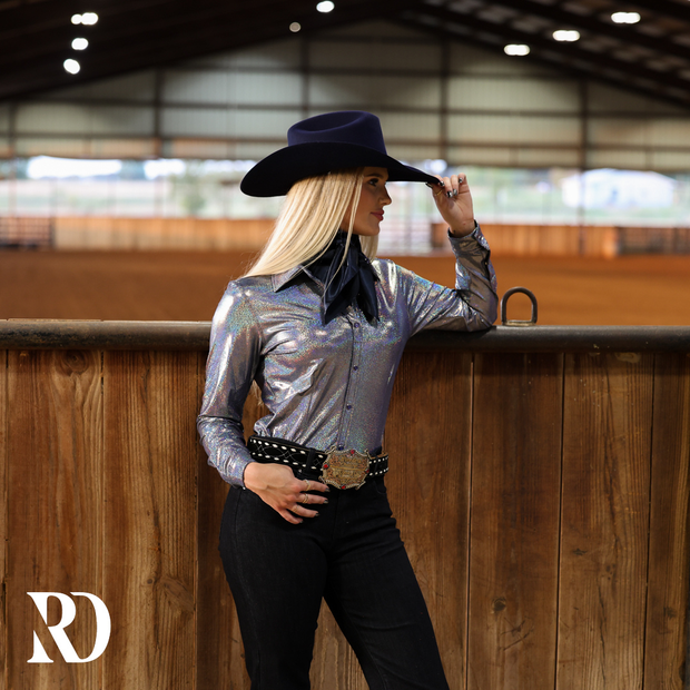 PERIWINKLE SPARKLE PERFORMANCE RODEO SHIRT