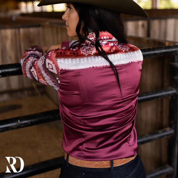 PIPER AZTEC SATIN MESH PERFORMANCE RODEO SHIRT