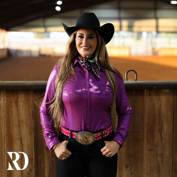 PURPLE SPARKLE PERFORMANCE RODEO SHIRT