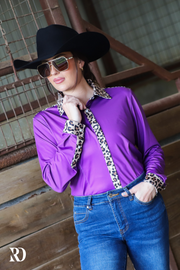 PURPLE & LEOPARD PERFORMANCE RODEO SHIRT