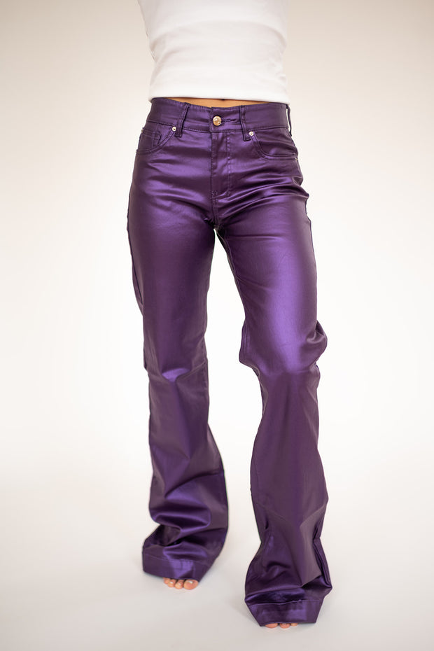 SIGNATURE TROUSERS - PURPLE METALLIC