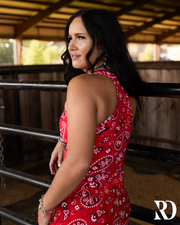RIBBED ALL-IN-ONE TANK | RED BANDANA
