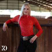 RED LEOPARD VELVET BURNOUT LAYERING TOP