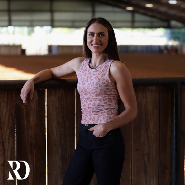 RIBBED ALL-IN-ONE TANK | ROSE LEOPARD