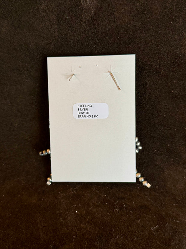 STERLING SILVER NAVAJO INSPIRED BOW TIE PEARL DANGLE EARRING