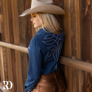 STRETCH DENIM STITCHED PERFORMANCE RODEO SHIRT