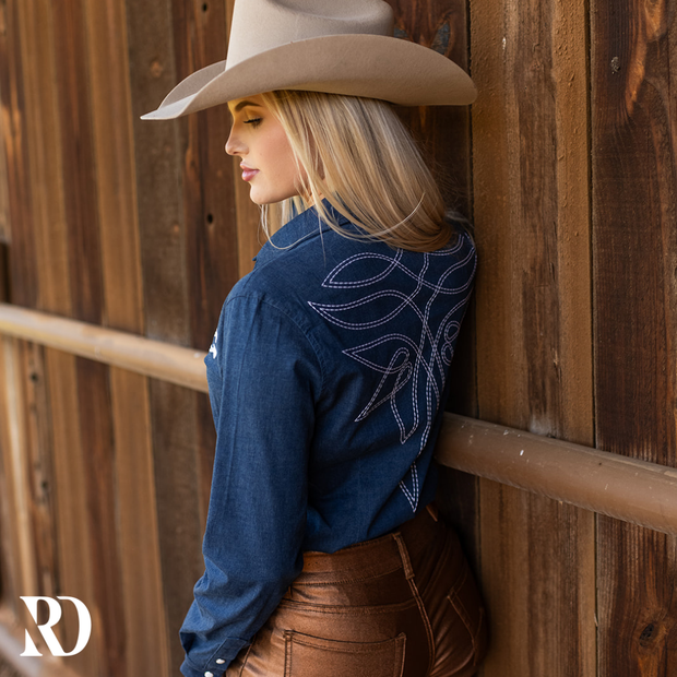 STRETCH DENIM STITCHED PERFORMANCE RODEO SHIRT