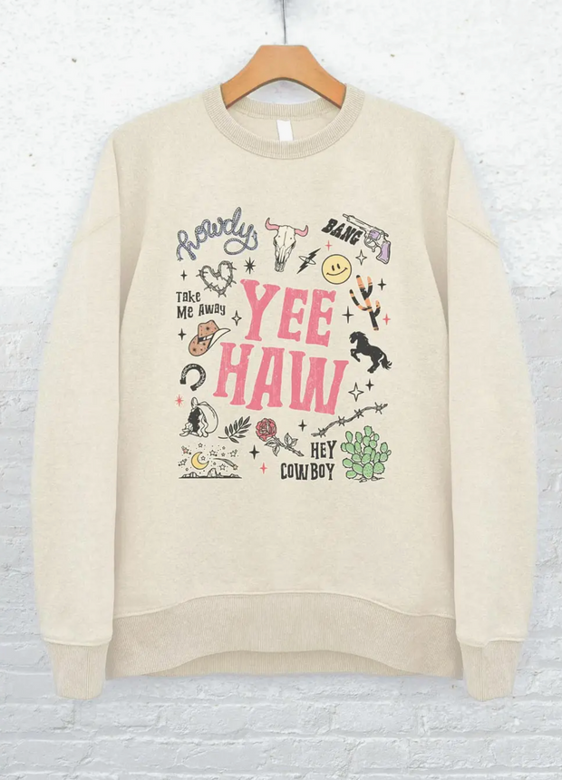 Yee Haw Cowboy Doodles Graphic Sweatshirt