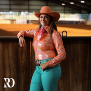TANGERINE SPARKLE PERFORMANCE RODEO SHIRT