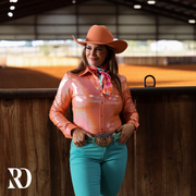 TANGERINE SPARKLE PERFORMANCE RODEO SHIRT