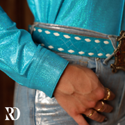 TURQUOISE SPARKLE PERFORMANCE RODEO SHIRT