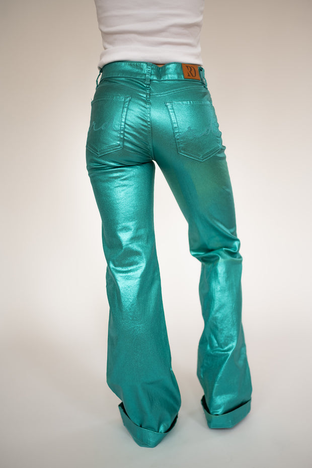 SIGNATURE TROUSERS - TURQUOISE METALLIC