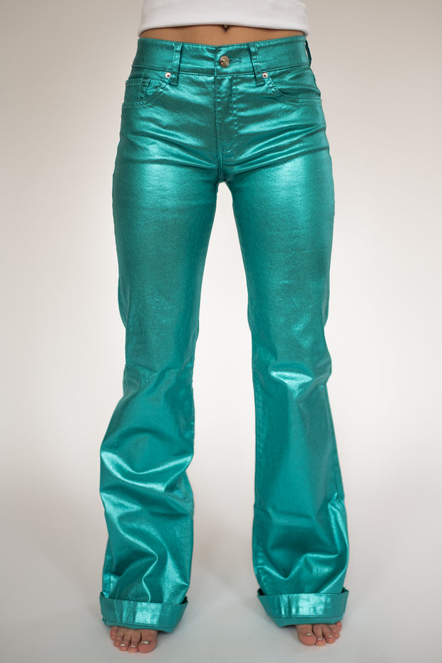 SIGNATURE TROUSERS - TURQUOISE METALLIC