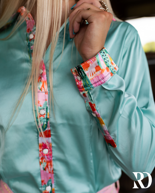 WILD CACTUS SATIN PERFORMANCE RODEO SHIRT