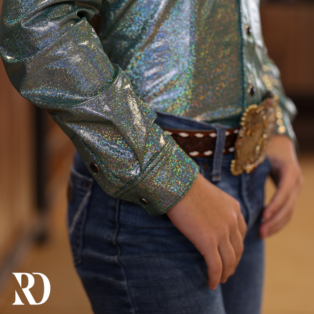 *YOUTH* DUSTY TEAL SPARKLE PERFORMANCE SHIRT