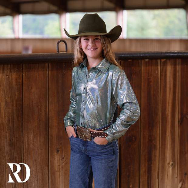 *YOUTH* DUSTY TEAL SPARKLE PERFORMANCE SHIRT