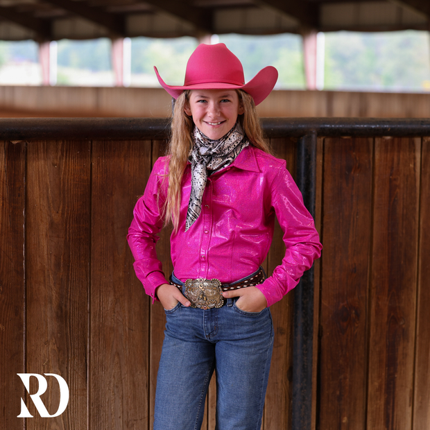 *YOUTH* HOT PINK SPARKLE PERFORMANCE SHIRT