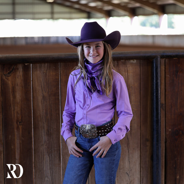 *YOUTH* PURPLE STITCHED PERFORMANCE RODEO SHIRT
