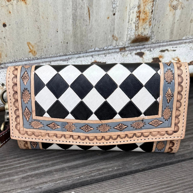 ZADIE CHECKERED TOOLED LEATHER | WALLET