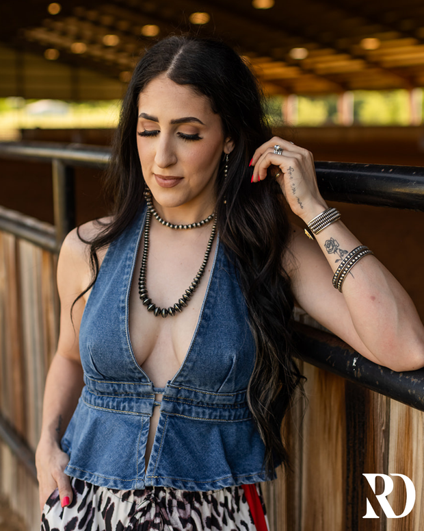 DARBY DENIM HALTER | TOP