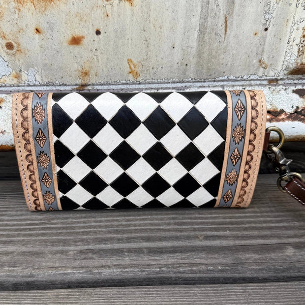 ZADIE CHECKERED TOOLED LEATHER | WALLET