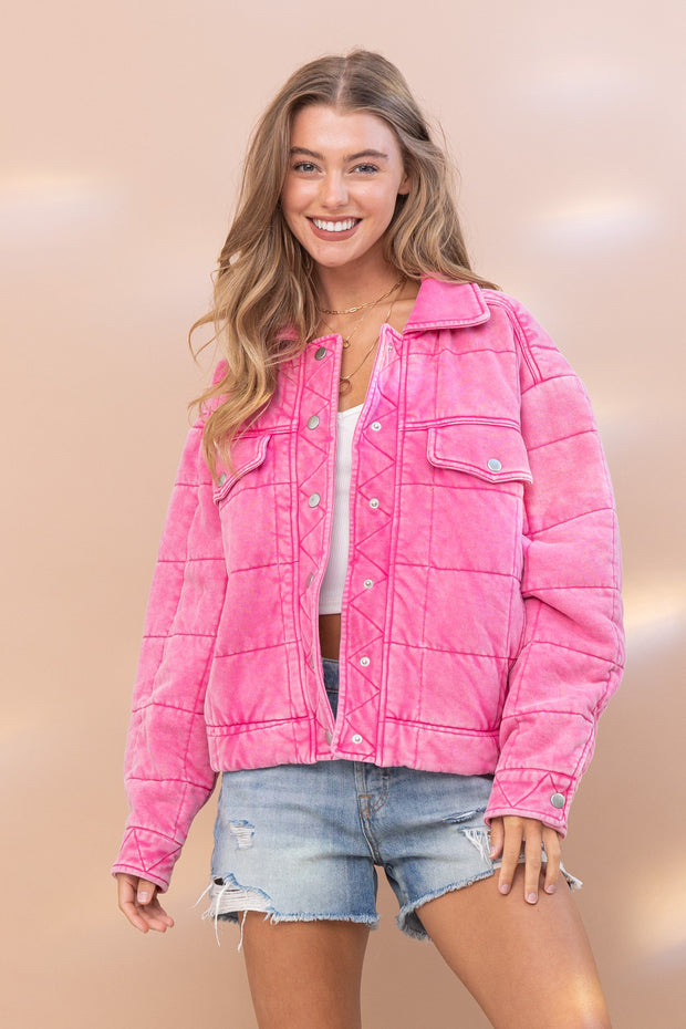 HOT PINK QUILTED | JACKET