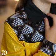 *YOUTH* GOLD SPADE SPARKLE PERFORMANCE RODEO SHIRT